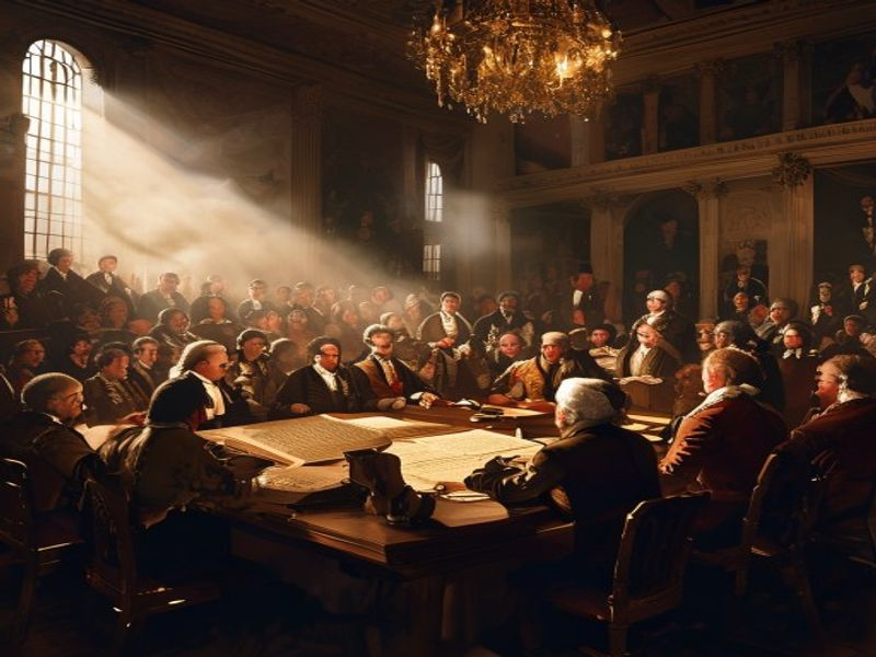 American Declaration of Independence historical illustration