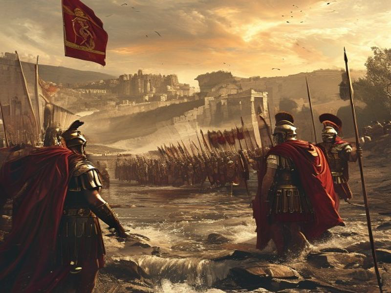 Caesar Crosses the Rubicon historical illustration