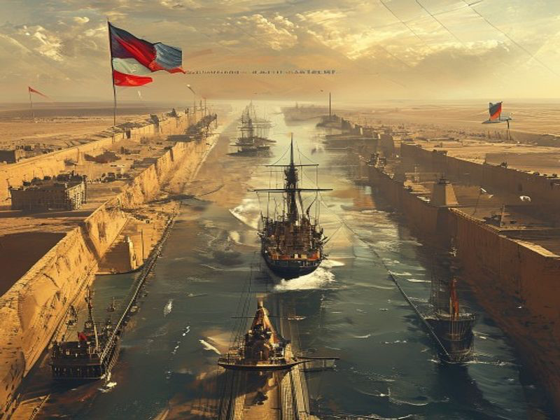 Suez Canal Opens historical illustration