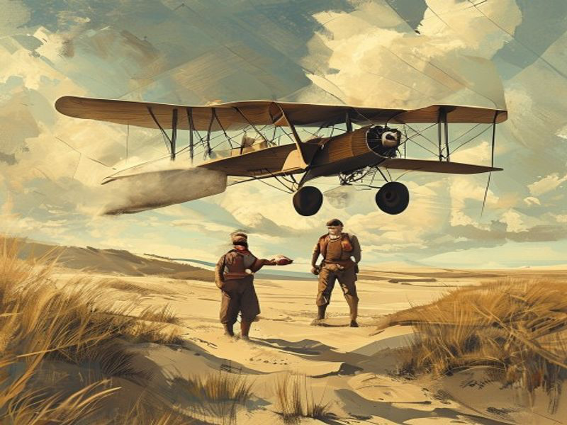 First Powered Flight historical illustration
